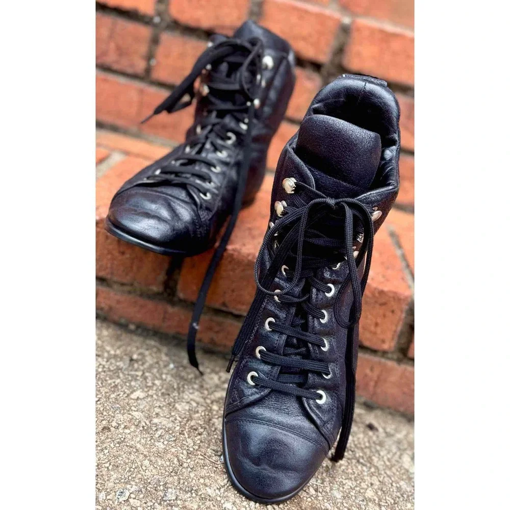 Shoe Size 41 Chanel Black Leather Luxury - Boots
